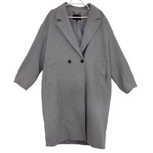 Banana Republic Women's Double-Breasted Gray Wool Blend Coat - L